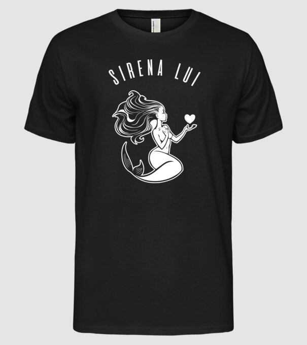 Sirena lui model negru pe tricou