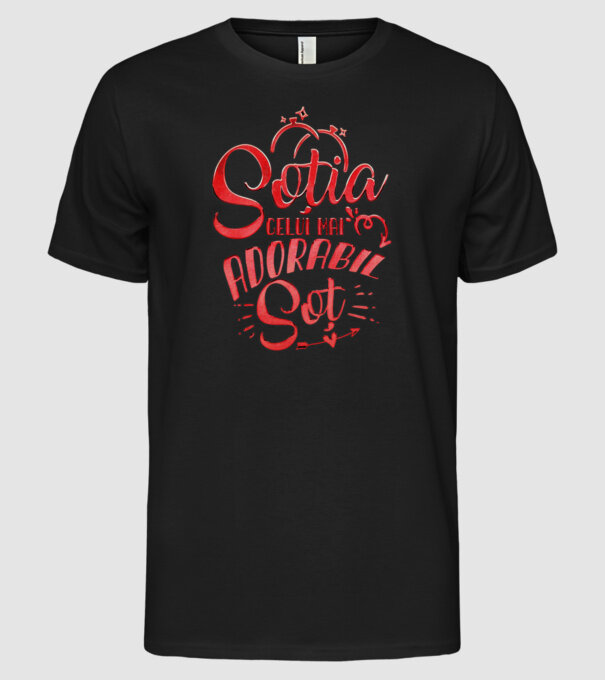 Soția celui mai adorabil soț model negru pe tricou