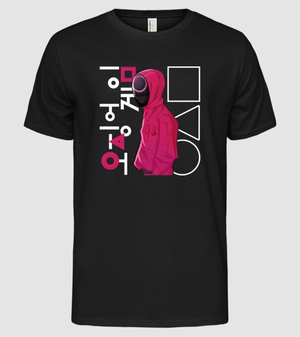squd game guard model negru pe tricou