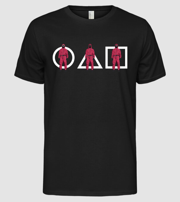 squid game characters model negru pe tricou