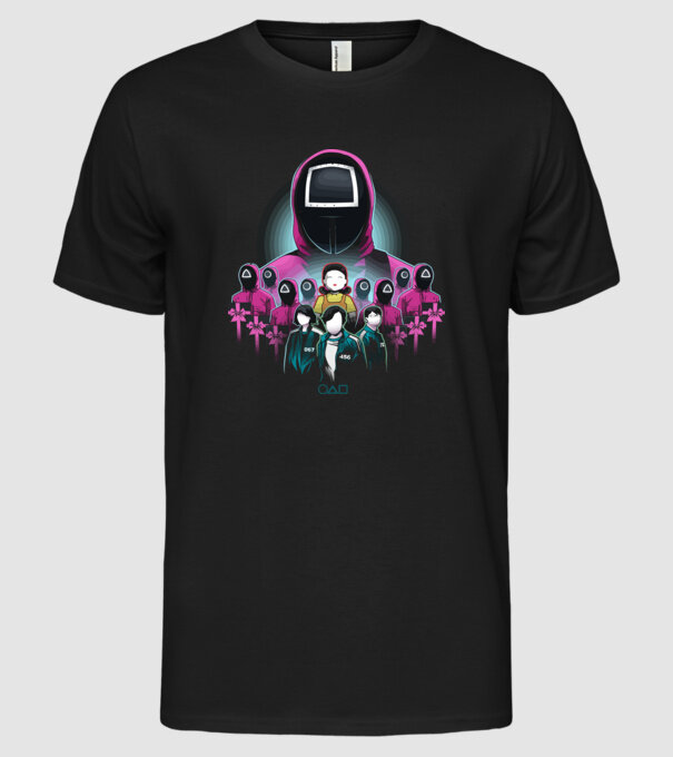 squid game crew model negru pe tricou