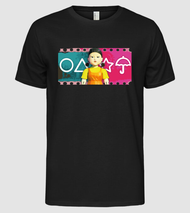 squid game drawing model negru pe tricou