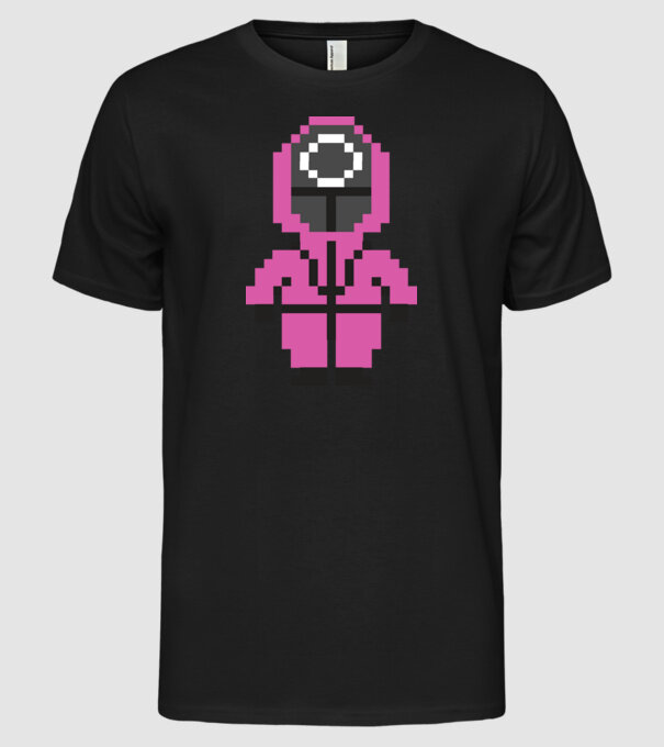 squid game pixel model negru pe tricou