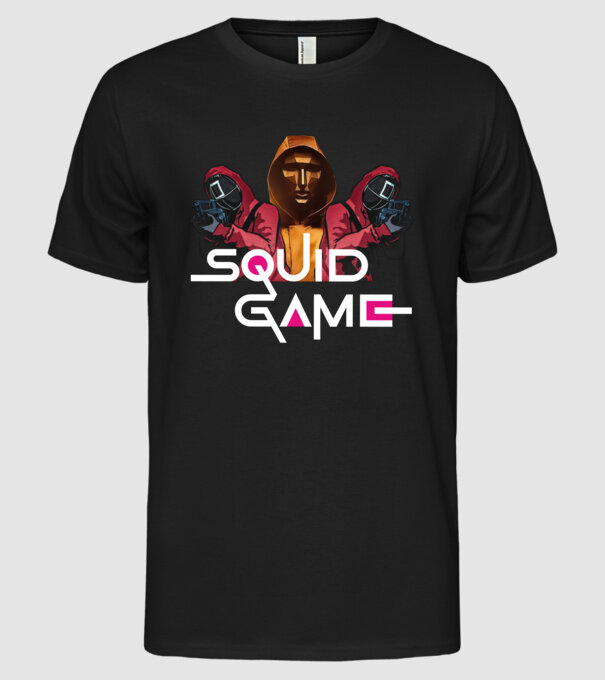 squid game poster model negru pe tricou