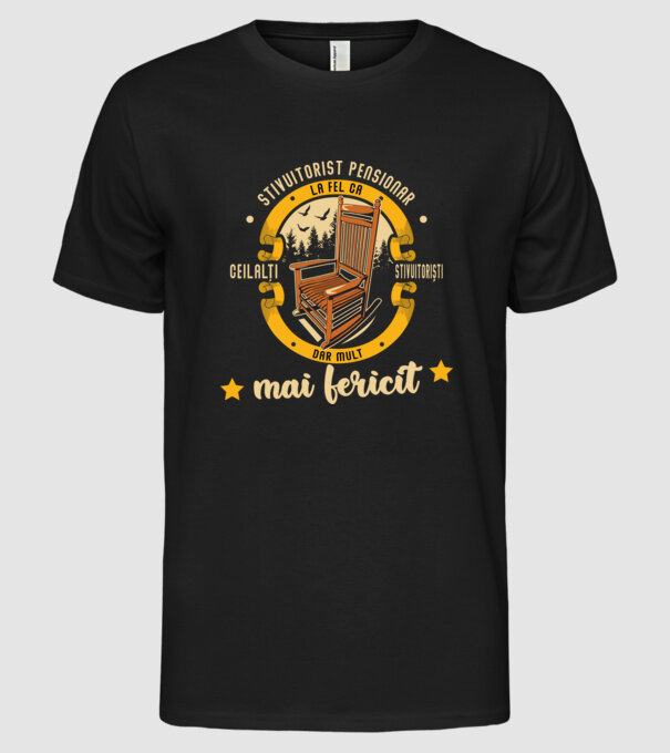 STIVUITORIST pensionar - la fel ca ceilalți stivuitoriști, dar mult mai fericit model negru pe tricou