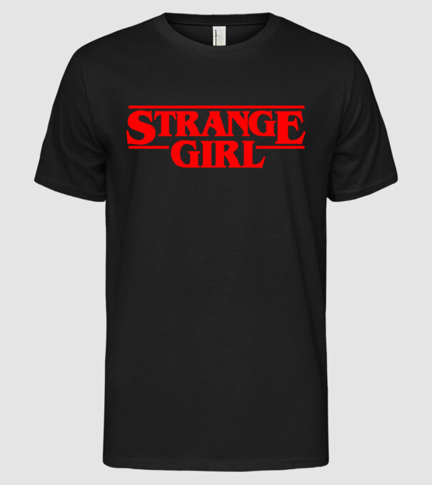 strange girl model negru pe tricou