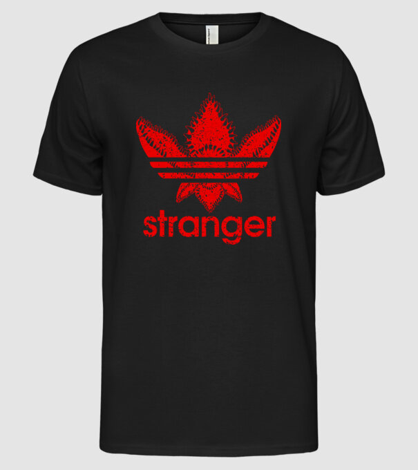 stranger logo red model negru pe tricou