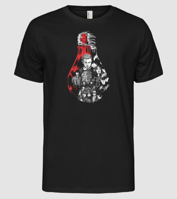 stranger things bulb model negru pe tricou