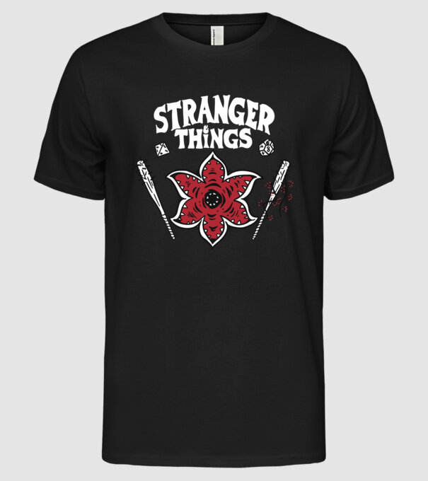 stranger things demogorgon head model negru pe tricou