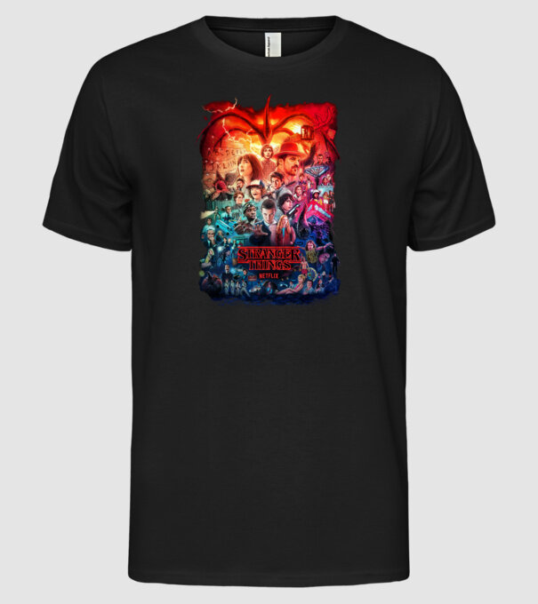 stranger things tribute poster2 model negru pe tricou
