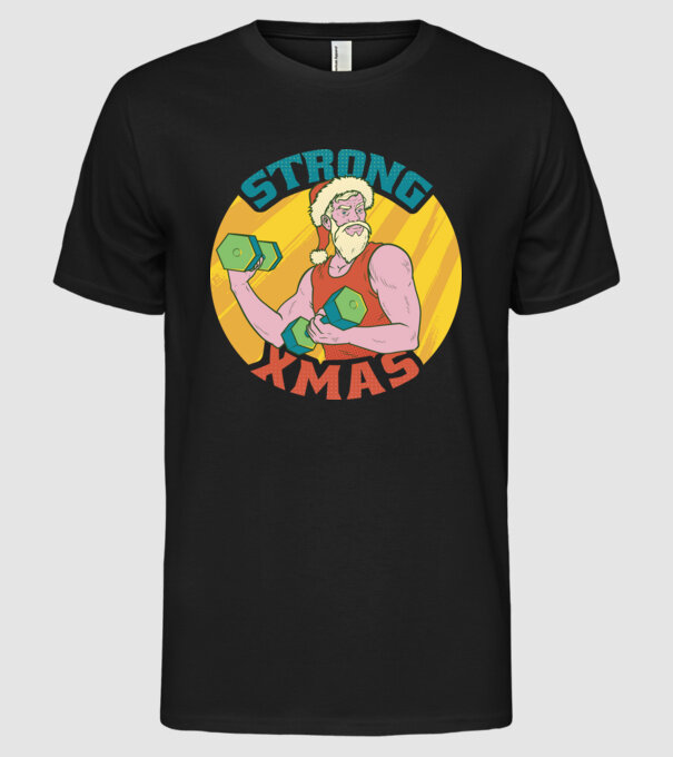 strong xmas model negru pe tricou