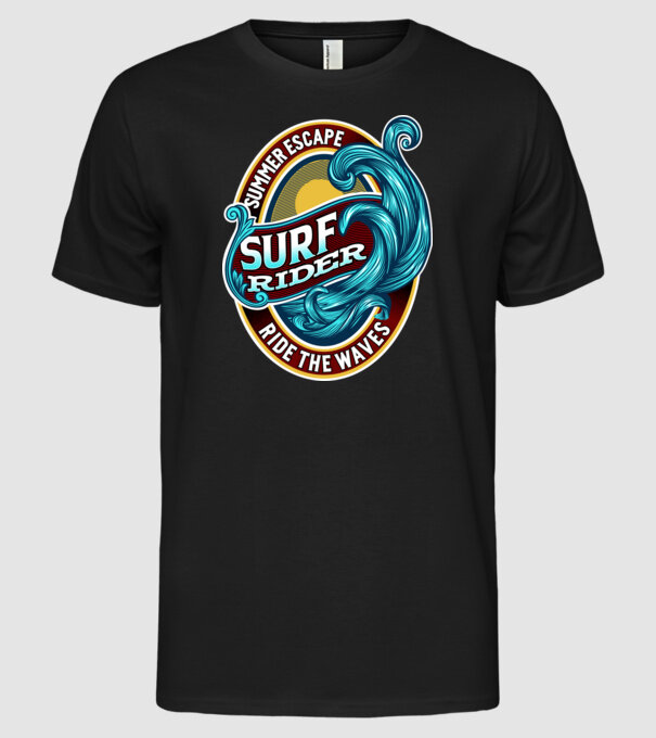 Summer Escape model negru pe tricou