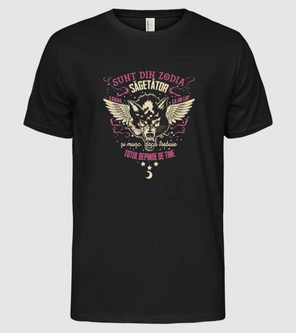 Săgetător model negru pe tricou