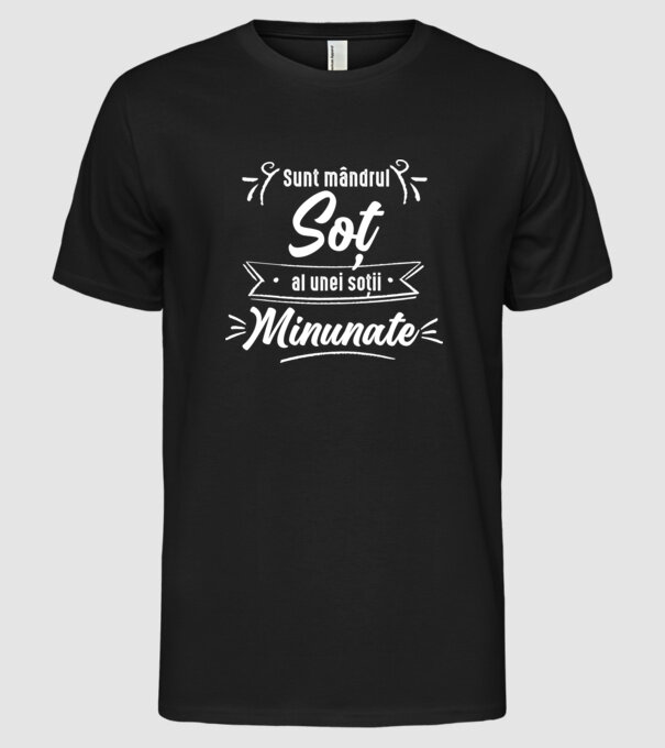 Sunt mândrul soț al unei soții minunate model negru pe tricou
