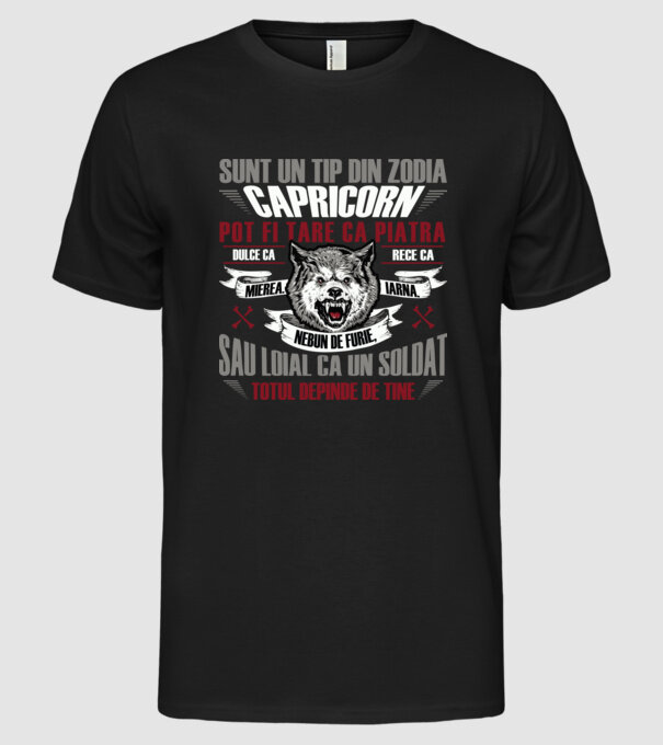 Sunt un tip din zodia Capricorn model negru pe tricou