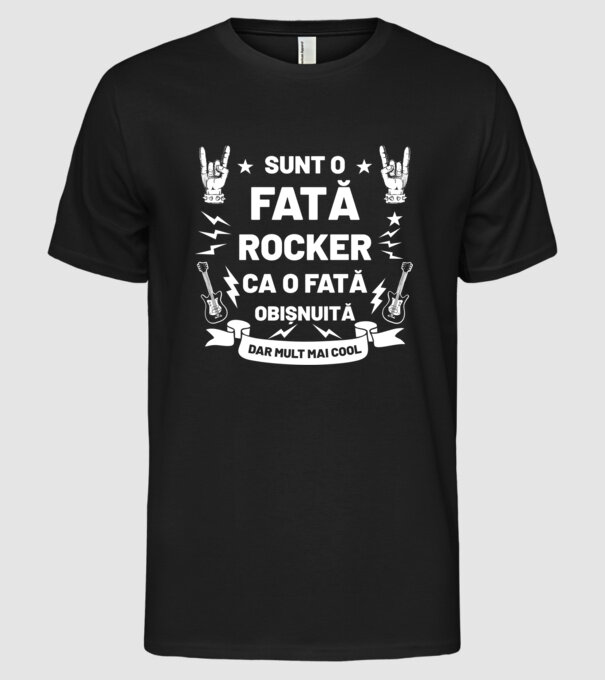 Sunt o fată rocker, ca o fată obișnuită, dar mult mai cool model negru pe tricou