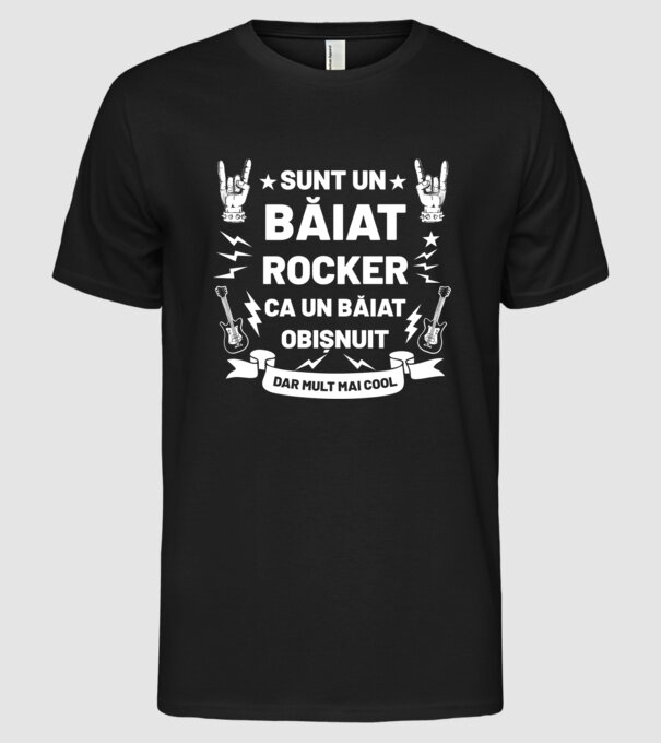 Sunt un băiat rocker, ca un băiat obișnuit, dar mult mai cool model negru pe tricou