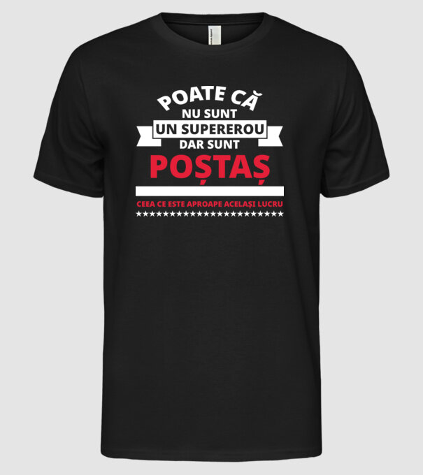 Supererou poştaş model negru pe tricou