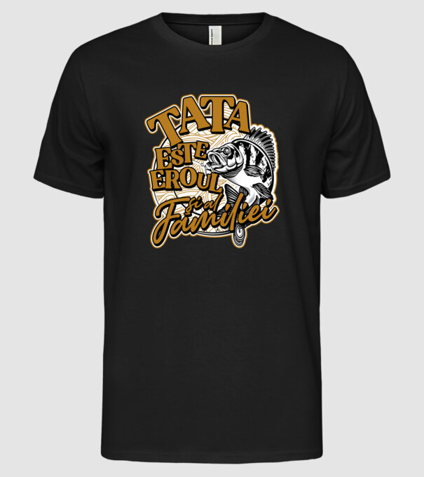 Tata este eroul apelor și al familiei model negru pe tricou