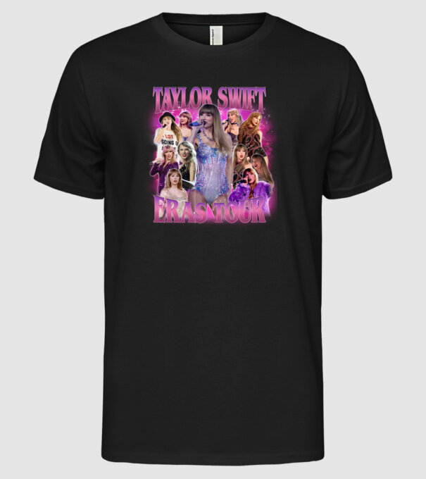 Taylor Swift ERAS bootleg 01 model negru pe tricou