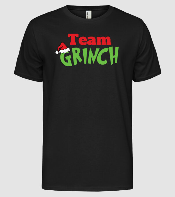 Team Grinch model negru pe tricou