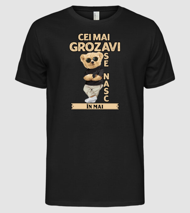 Teddy cel cool Mai model negru pe tricou