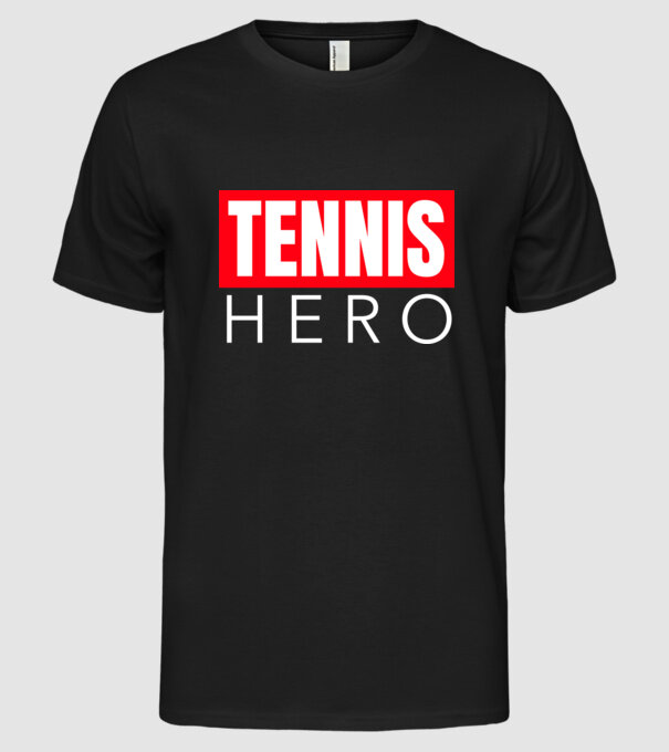 TENNIS HERO model negru pe tricou