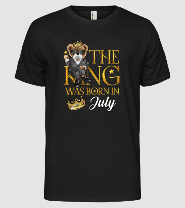 The king was born int JULY model negru pe tricou