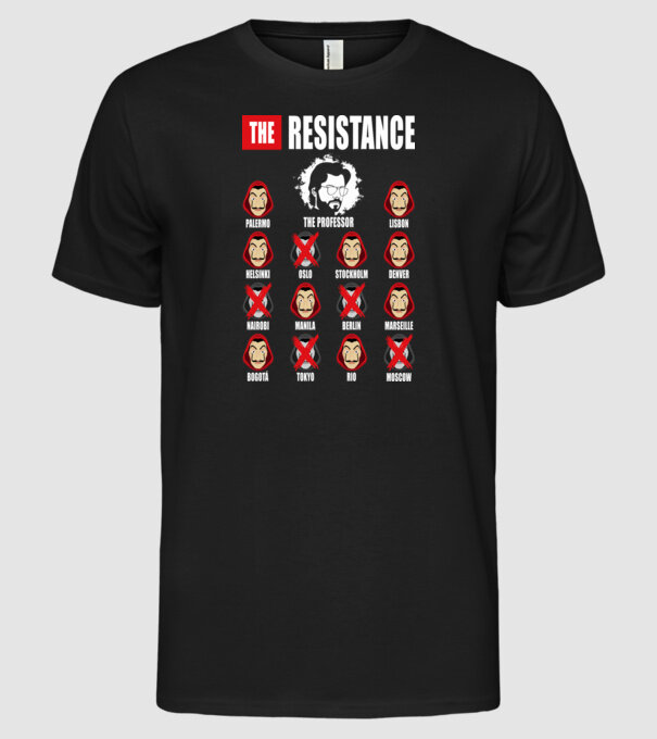 the resistance la casa de papel model negru pe tricou