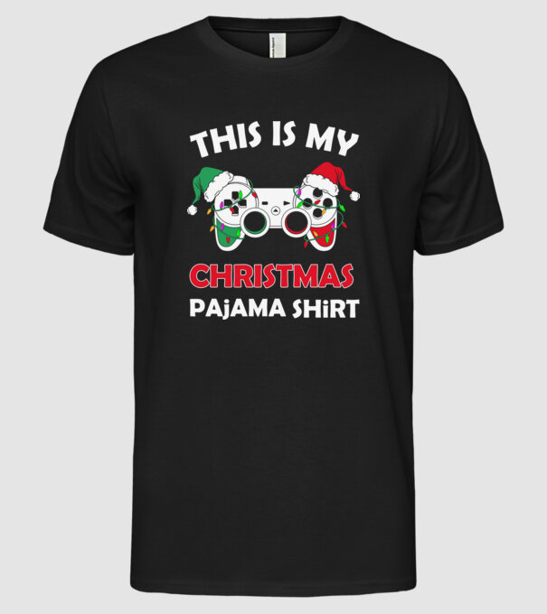This is my christmas pajama model negru pe tricou