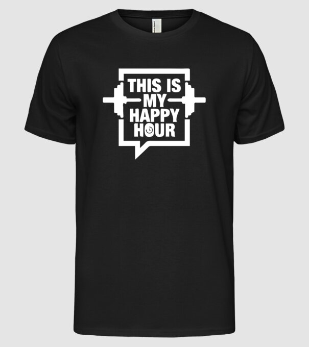 this is my happy hour model negru pe tricou