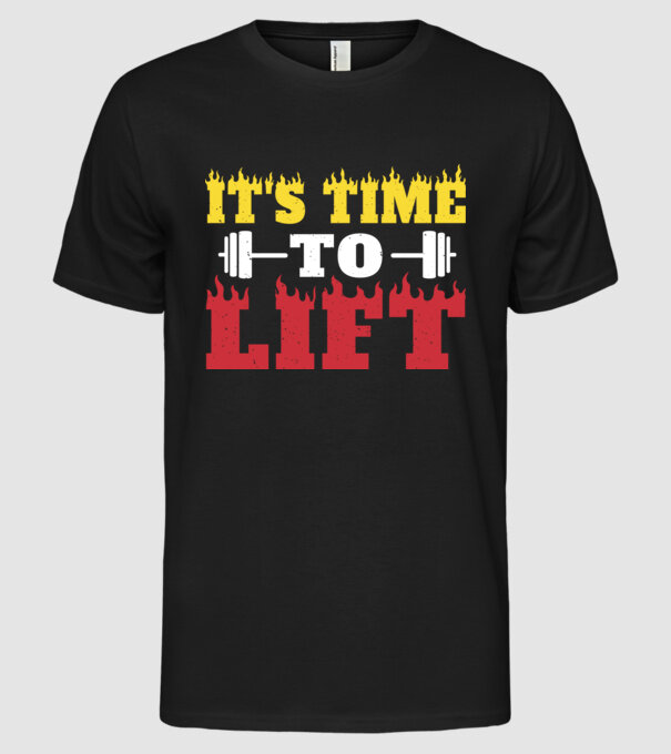 Time to lift model negru pe tricou
