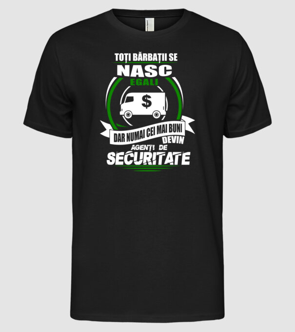 Toți bărbații se nasc egali agenți de securitate model negru pe tricou