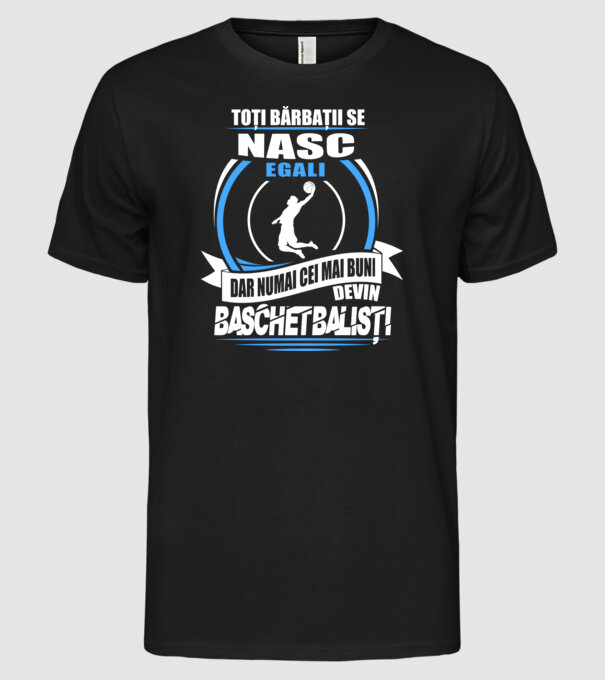 Toți bărbații se nasc egali baschetbaliști model negru pe tricou