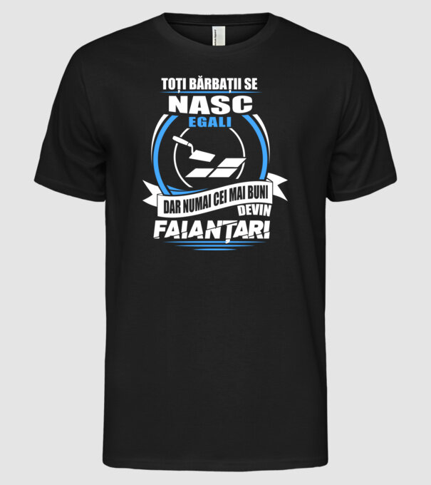 Toți bărbații se nasc egali faianțari model negru pe tricou