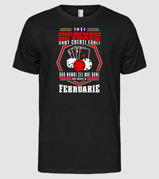 Toți jucătorii de poker sunt creați egali februarie model negru pe tricou