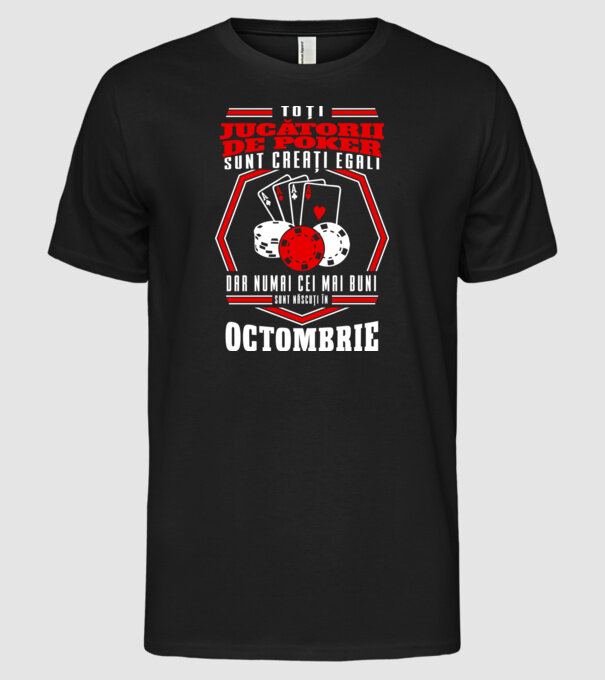 Toți jucătorii de poker sunt creați egali octombrie model negru pe tricou
