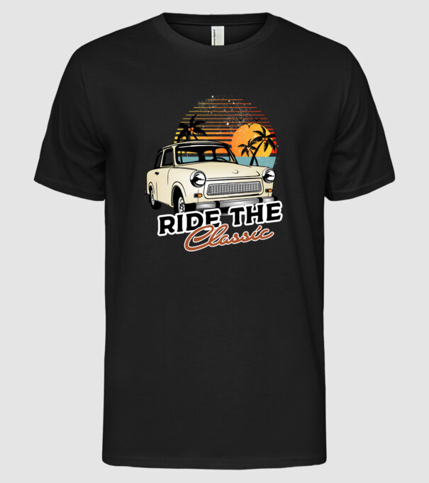 Trabant Ride The Classic model negru pe tricou