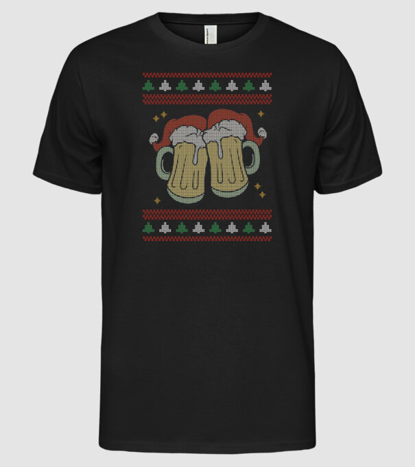 ugly sweater beers model negru pe tricou