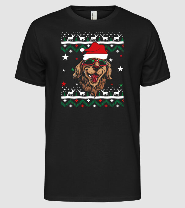 Ugly sweater dog model negru pe tricou