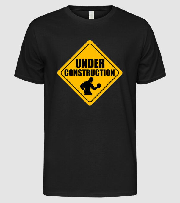 Under Construction model negru pe tricou