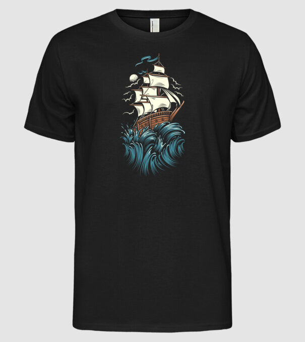 Vapoare model negru pe tricou
