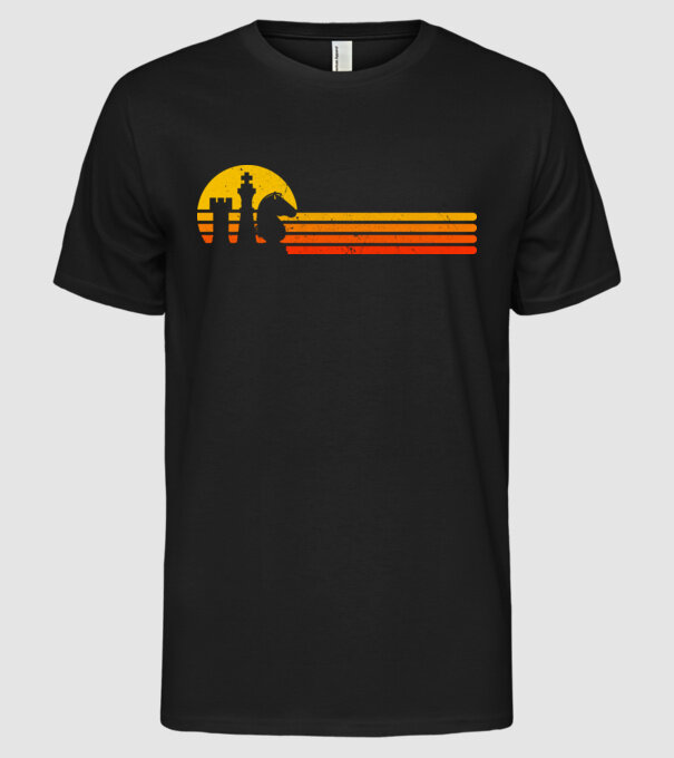 Vintage chesss sunset model negru pe tricou