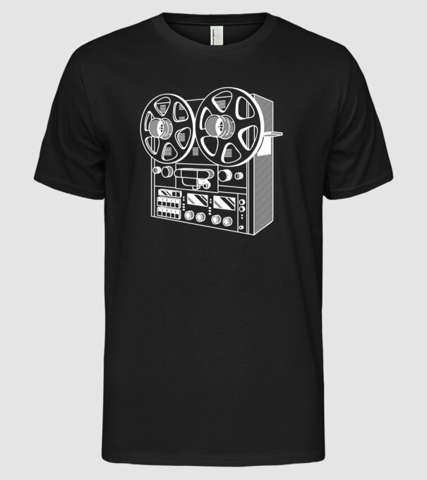 Vintage Reel to Reel Recorder model negru pe tricou
