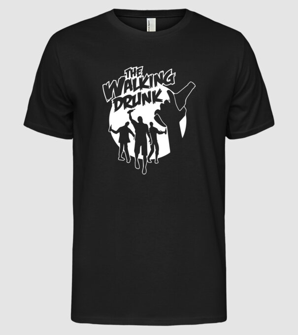 Walking Drunk model negru pe tricou