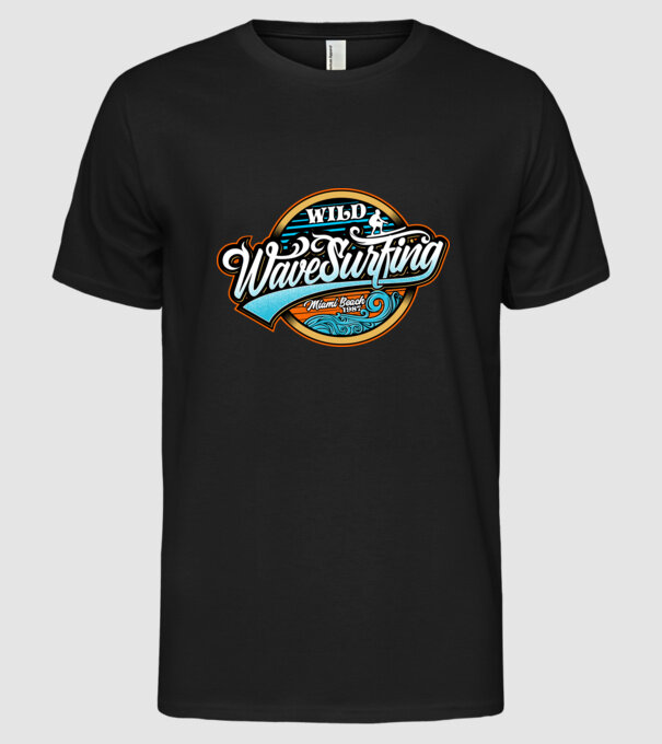 WaveSurfing model negru pe tricou