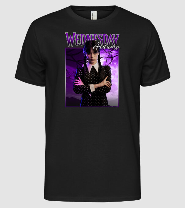 Wednesday Addams model negru pe tricou
