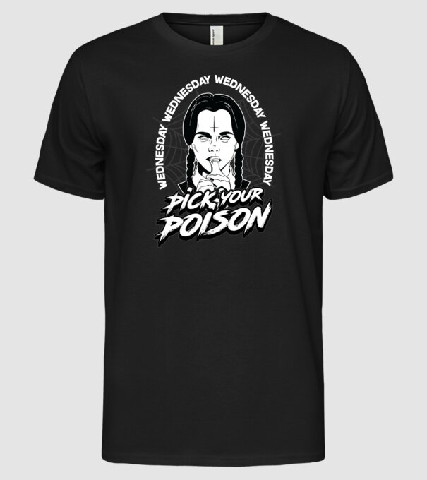 WEDNESDAY Pick your poison model negru pe tricou