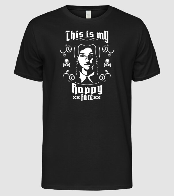 WEDNESDAY This is my happy face model negru pe tricou