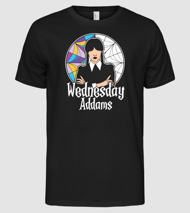 Wednesday Window colorful model negru pe tricou